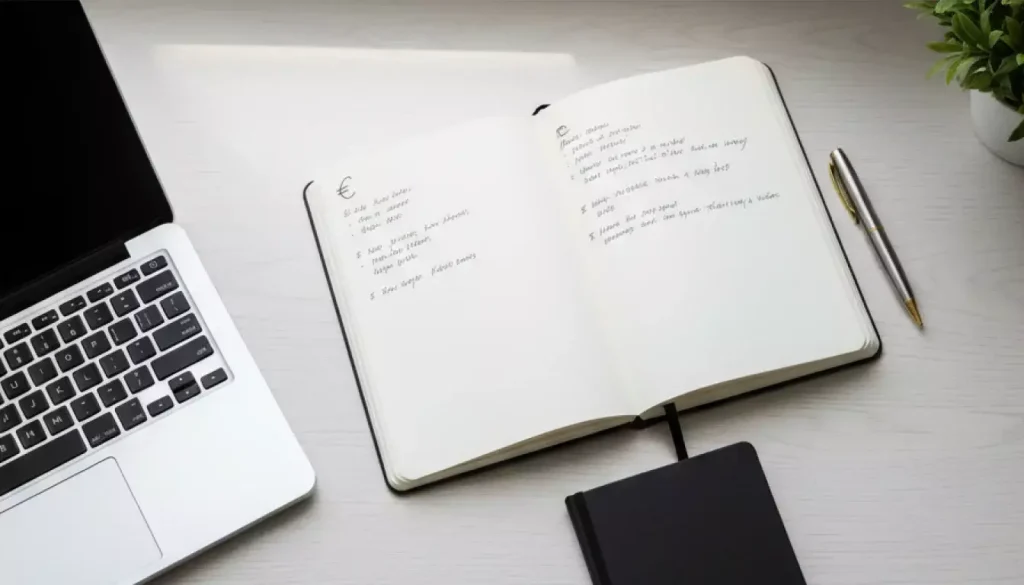 Bankroll management scommesse: persona che organizza appunti finanziari su una scrivania ordinata