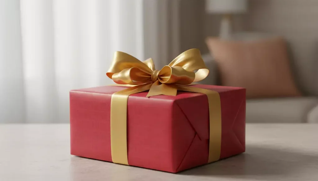 Bonus scommesse: regalo incartato con fiocco su sfondo festivo