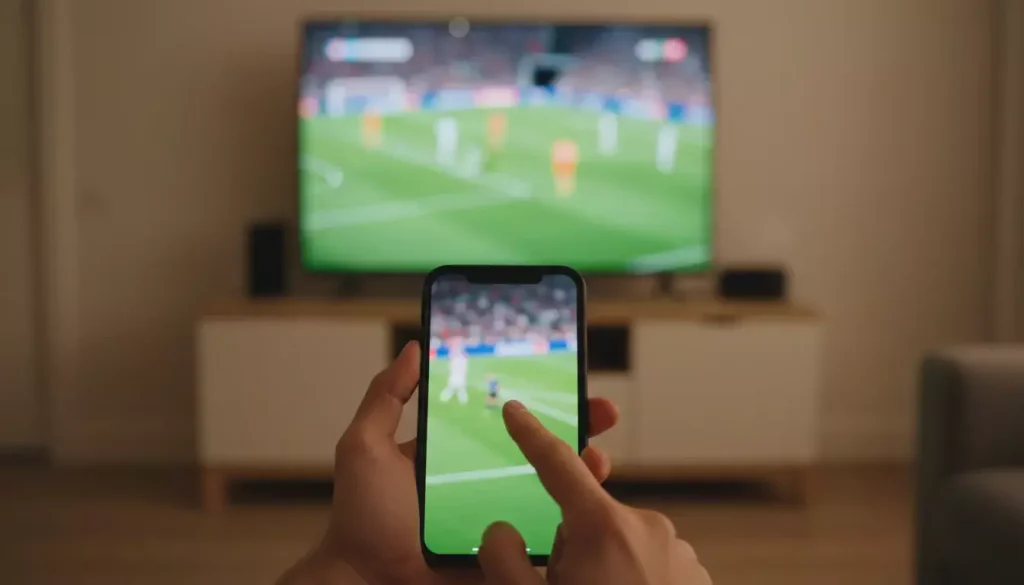 Cash out scommesse: mano che preme un pulsante su uno smartphone durante una partita