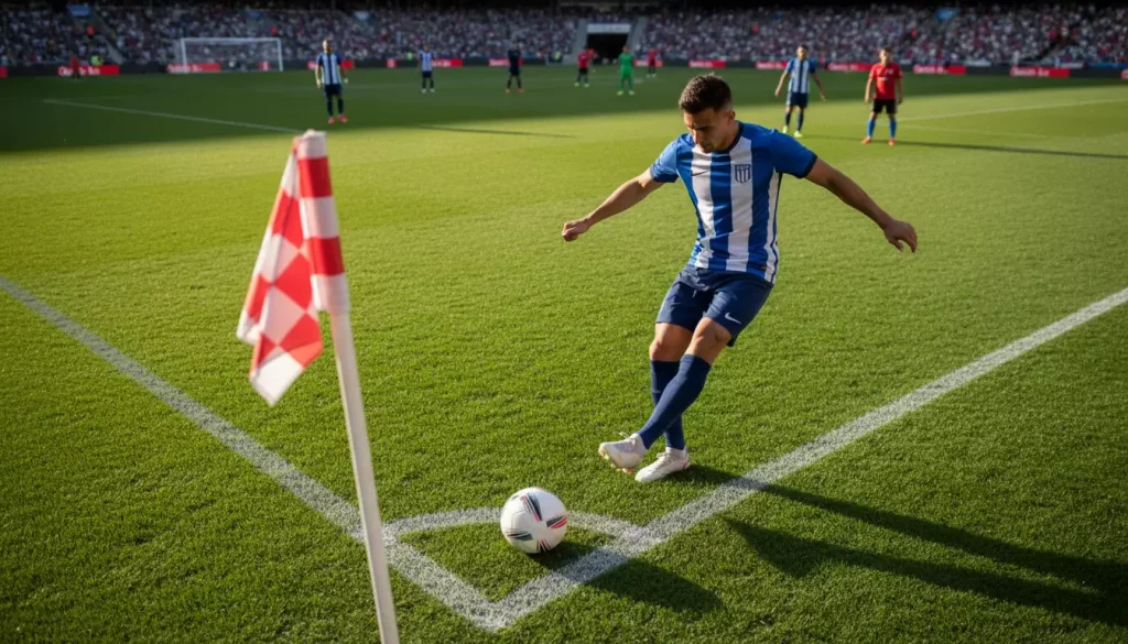 Scommesse corner calcio: calciatore che batte un calcio d