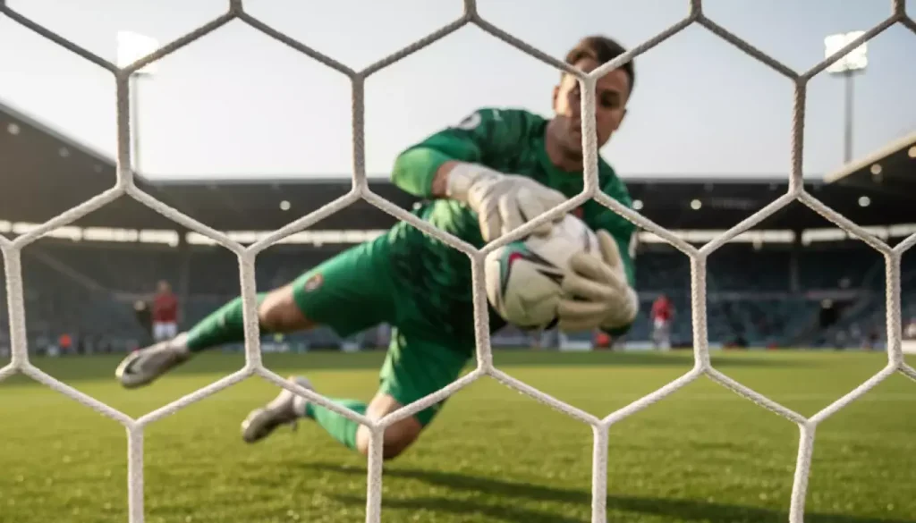 Scommesse doppia chance: rete da calcio con pallone bloccato dal portiere