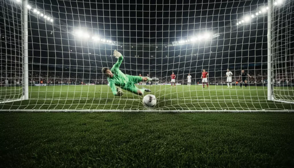 Scommesse Over Under calcio: pallone che entra in rete durante una partita