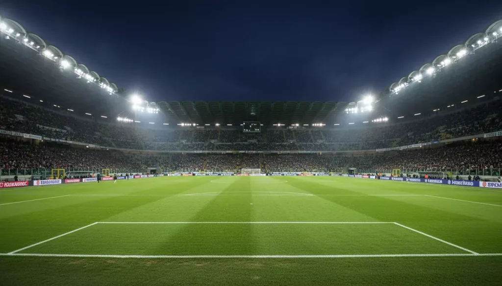 Scommesse Serie A: panoramica di uno stadio italiano durante una partita serale
